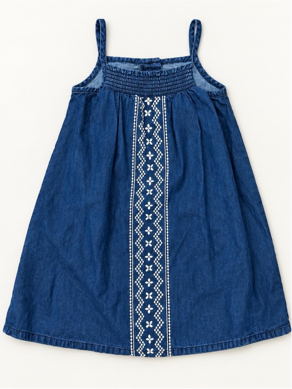 Crazy 8 Blue Denim Dress with White Embroidered Center